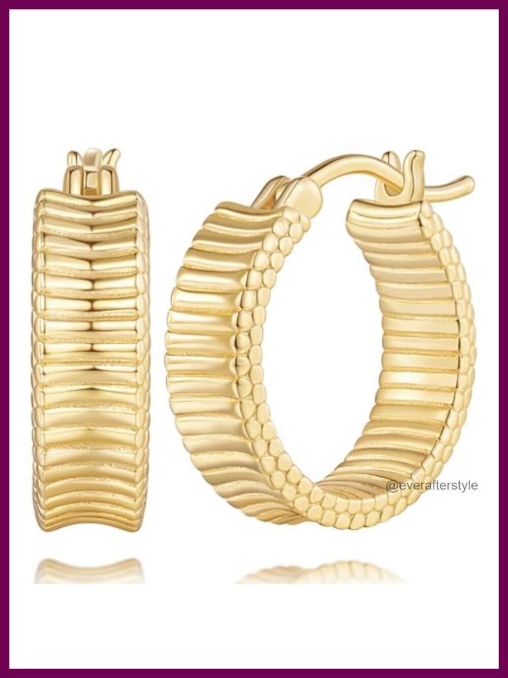14K Gold Plated Hoop Earrings for Women 19mm Hypoallergenic Dainty Latch Back